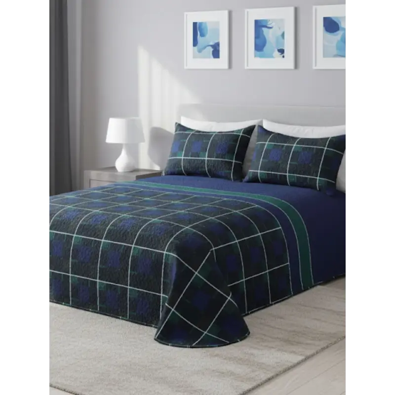 COLCHA BOUTI REVERSÍVEL AZUL-MARINHO