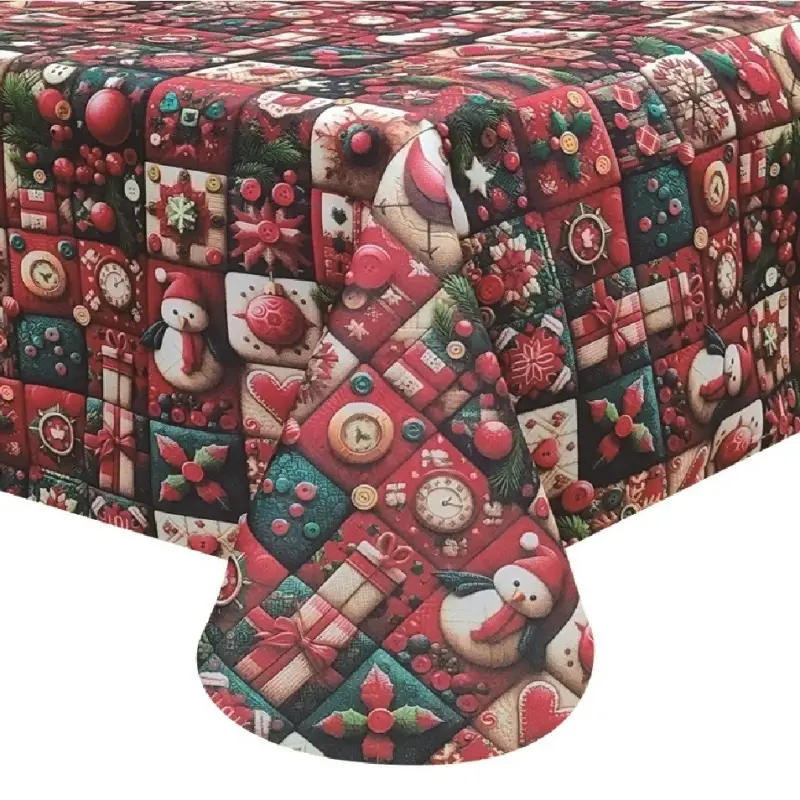 TOALHA DE MESA DE NATAL RESISTENTE A NÓDOAS COM BOTÕES