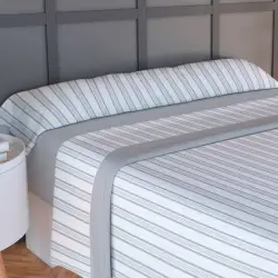 CONJUNTO DE LENÇÓIS TÉRMICOS DE FLANELA ÀS RISCAS