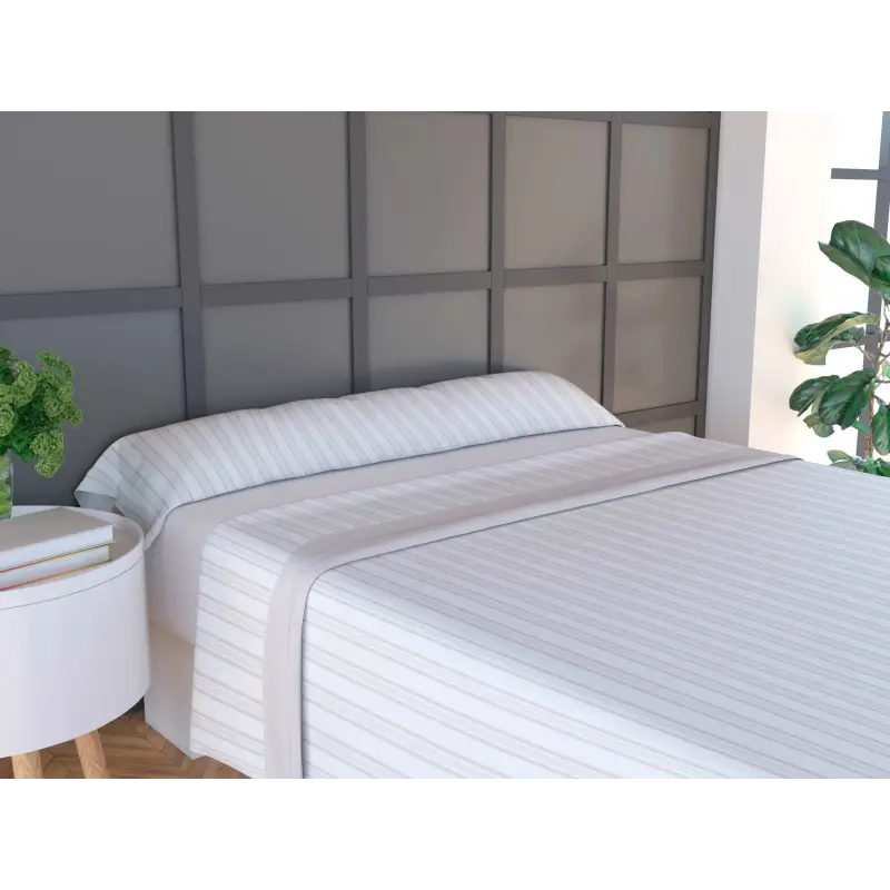 CONJUNTO DE LENÇÓIS TÉRMICOS DE FLANELA ÀS RISCAS